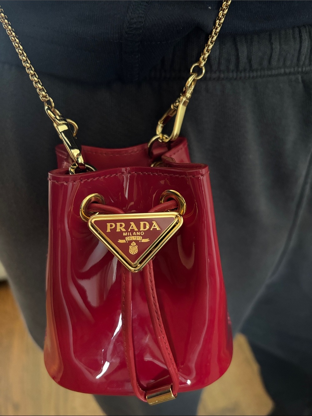 PRICE DROP ** Prada Red Mini Bag with Gold Chain - Picture 16 of 17